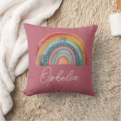 Boho Chic Retro farbige Regenbogenbezeichnung Dust Kissen (Decke)