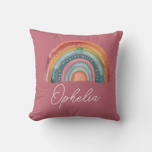 Boho Chic Retro farbige Regenbogenbezeichnung Dust Kissen (Vorderseite)