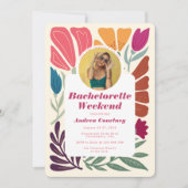 Boho Chic Retro Floral Bachelorette Wochenende Einladung (Vorderseite)