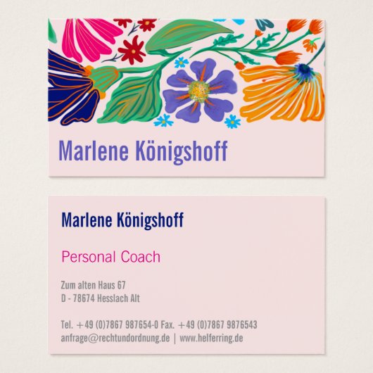 Boho Chic Retro Floral Handgemustertes Muster   (Vorne & Hinten)