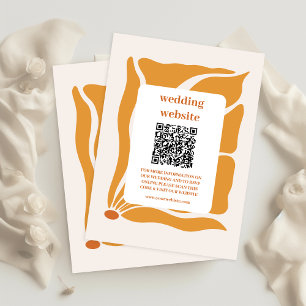 Boho Chic Retro Floral Hochzeit Qr Code Begleitkarte
