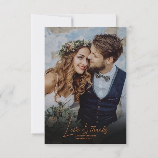 Boho Chic Retro Floral Wedding Dankeskarte (Vorderseite)