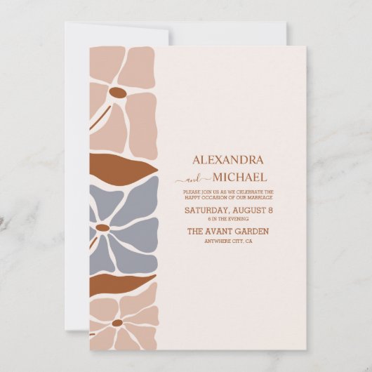 Boho Chic Retro Floral Wedding Einladung (Vorderseite)