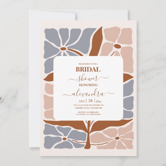Boho Chic Retro Floral Wedding Einladung (Vorderseite)