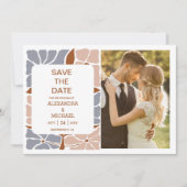 Boho Chic Retro Floral Wedding Foto Save The Date (Vorderseite)