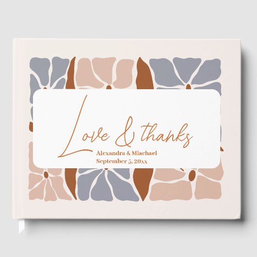 Boho Chic Retro Floral Wedding Gästebuch (Vorderseite)