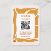 Boho Chic Retro Floral Wedding Qr Code Begleitkarte (Vorderseite)