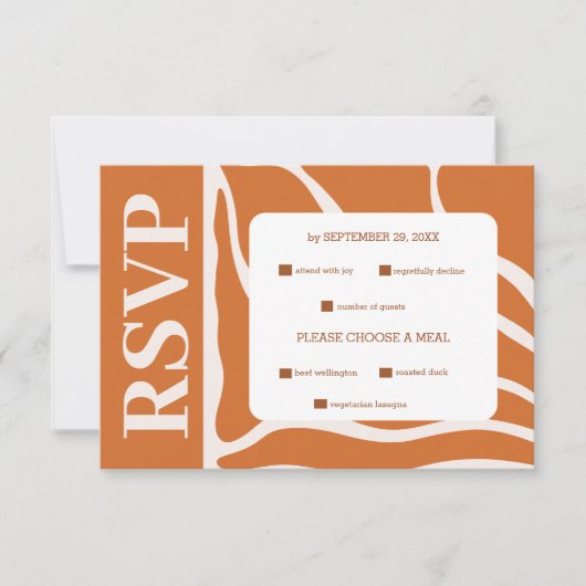 Boho Chic Retro Floral Wedding RSVP Karte (Vorderseite)