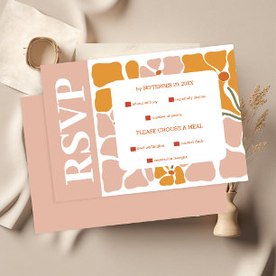 Boho Chic Retro Floral Wedding RSVP Karte