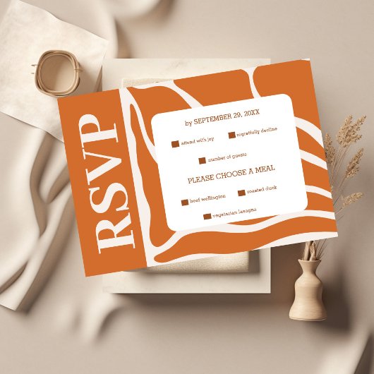 Boho Chic Retro Floral Wedding RSVP Karte