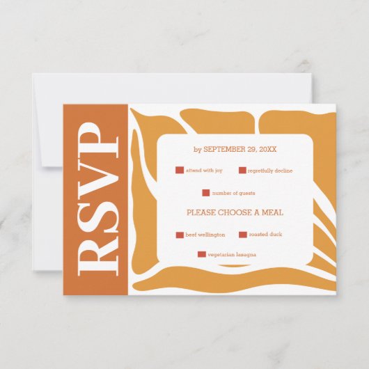 Boho Chic Retro Floral Wedding RSVP Karte (Vorderseite)