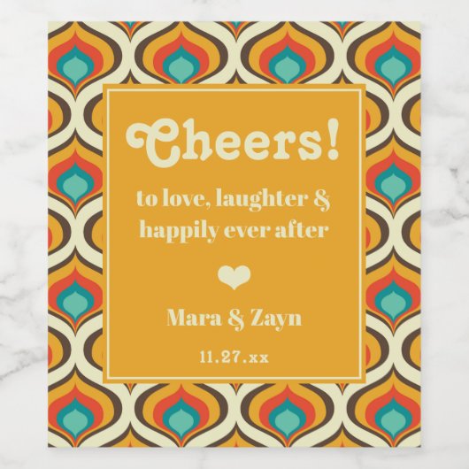 Boho Chic Retro Muster Weinetikett (Einzelnes Label)