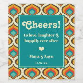 Boho Chic Retro Muster Weinetikett (Einzelnes Label)