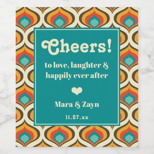 Boho Chic Retro Muster Weinetikett (Einzelnes Label)