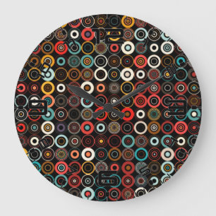 Boho-Chic-Retro-Uhr Farbiger Kreis Kunst Große Wanduhr