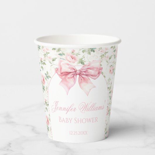 Boho chic rosa Bogen Blumenbecher Babydusche Papie Pappbecher (Rückseite)
