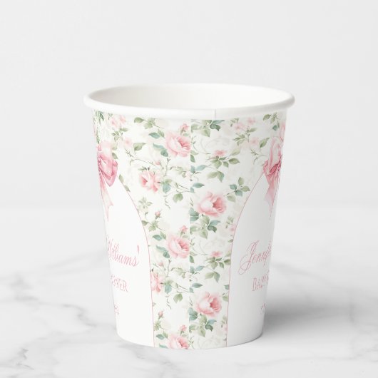 Boho chic rosa Bogen Blumenbecher Babydusche Papie Pappbecher (Rechts)