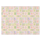 Boho Chic Rosa & Grün Quilt Blumen-Patchwork Tischdecke (Vorderseite (Horizontal))