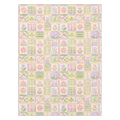 Boho Chic Rosa & Grün Quilt Blumen-Patchwork Tischdecke (Vorderseite)