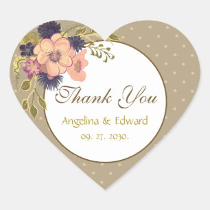 Boho Chic Rosa Hochzeitsgeschenk Herz-Aufkleber