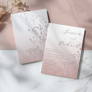 Boho Chic Rose Gold Botanische Hochzeit Einladung