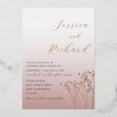 Boho Chic Rose Gold Foliag Wedding Foil Einladung (Vorderseite)