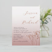 Boho Chic Rose Gold Foliag Wedding Foil Einladung (Stehend vorne)