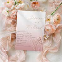 Boho Chic Rose Gold Foliag Wedding Foil Einladung
