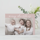 Boho Chic Rose Pink Foto Spaß Weihnachten (Stehend Vorderseite)
