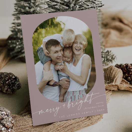 Boho Chic Rose Pink Merry Bright Foto Weihnachten