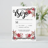 Boho Chic Rote Rosen RSVP-Karte RSVP Karte (Stehend Vorderseite)