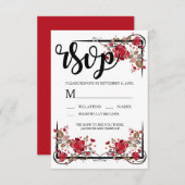 Boho Chic Rote Rosen RSVP-Karte RSVP Karte (Vorne/Hinten)