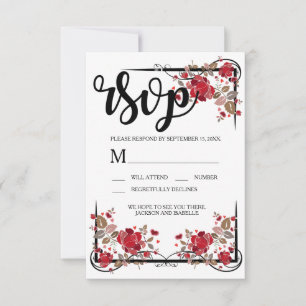 Boho Chic Rote Rosen RSVP-Karte RSVP Karte