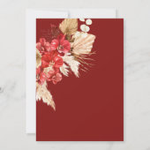 Boho chic roter Orchideenfall Brauch Hochzeit Einl Einladung (Rückseite)