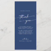 Boho Chic Royal Blue Danke und Hochzeit Menükarte (Rückseite)