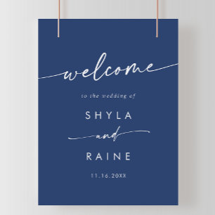 Boho Chic Royal Blue DIY Wedding Welcome Sign Poster