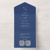 Boho Chic Royal Blue Dual QR Code Wedding All In One Einladung (Innen Boden)