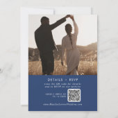 Boho Chic Royal Blue Foto QR Code Wedding Einladung (Rückseite)