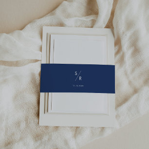 Boho Chic Royal Blue Monogram Wedding Einladungsbanderole