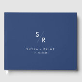 Boho Chic Royal Blue Monogram Wedding Gästebuch (Vorderseite)