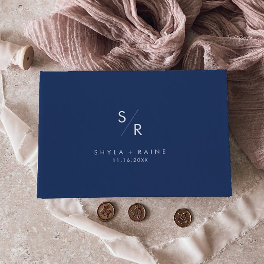 Boho Chic Royal Blue Monogram Wedding Gästebuch