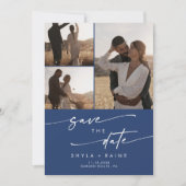 Boho Chic Royal Blue Multi Foto QR Code Save The Date (Vorderseite)