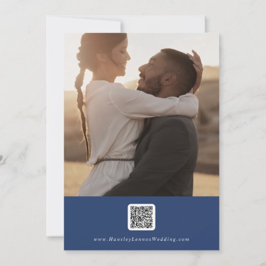 Boho Chic Royal Blue Multi Foto QR Code Save The Date (Rückseite)