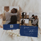 Boho Chic Royal Blue Multi Foto QR Code Save The Date