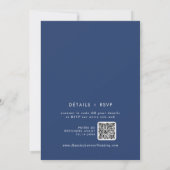 Boho Chic Royal Blue QR Code French Wedding Einladung (Rückseite)