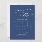 Boho Chic Royal Blue QR Foto Calendar Save The Date (Vorderseite)