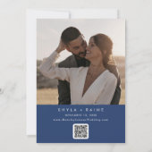 Boho Chic Royal Blue QR Foto Calendar Save The Date (Rückseite)