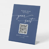 Boho Chic Royal Blue Seekarte QR Code Sockelschild (Vorderseite)