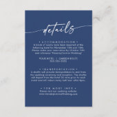 Boho Chic Royal Blue Wedding Details Begleitkarte (Vorderseite)