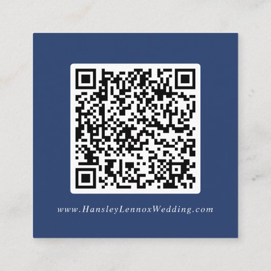 Boho Chic Royal Blue Wedding QR Code Details Begleitkarte (Rückseite)